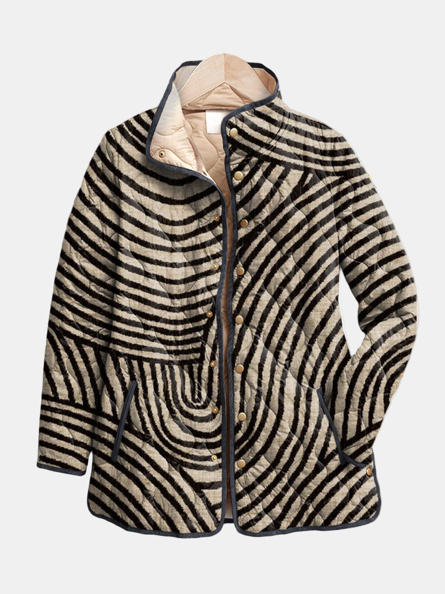 Inaya | Quilted Jacket with Hand-Drawn Retro Circular Design