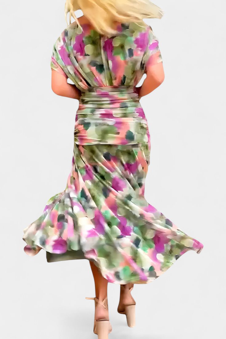 Long Floral V-Neck Dress