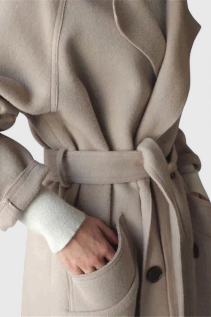 Clara Long Structured Wool Coat with Refined Silhouette