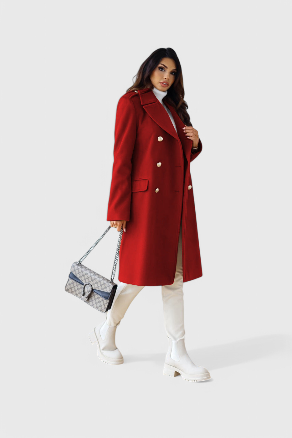 Yara Double-Breasted Wool Coat with Fitted Cut