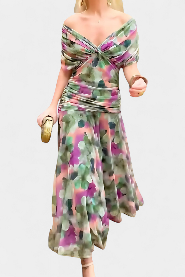 Long Floral V-Neck Dress