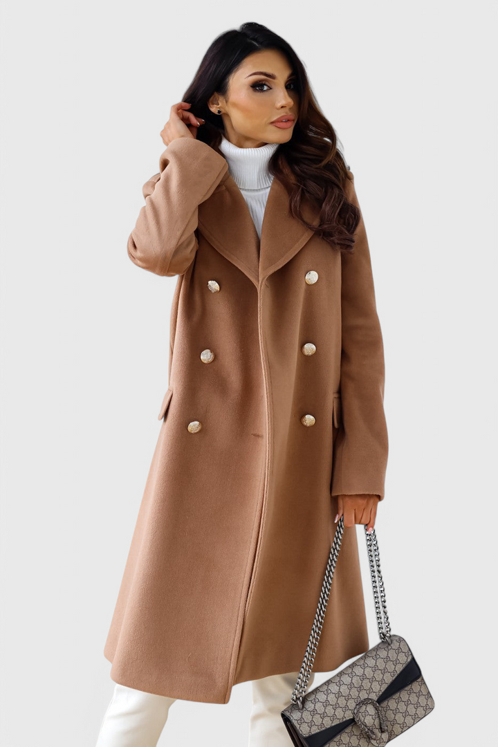 Yara Double-Breasted Wool Coat with Fitted Cut