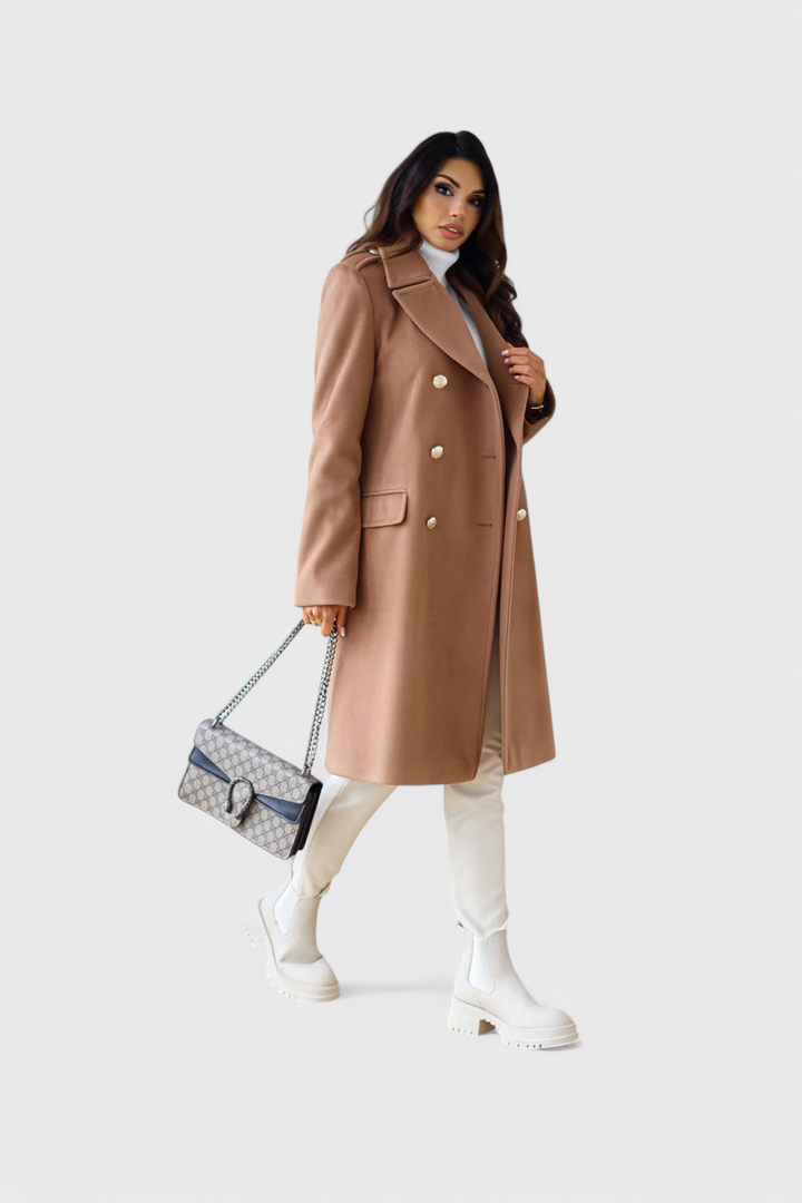 Yara Double-Breasted Wool Coat with Fitted Cut