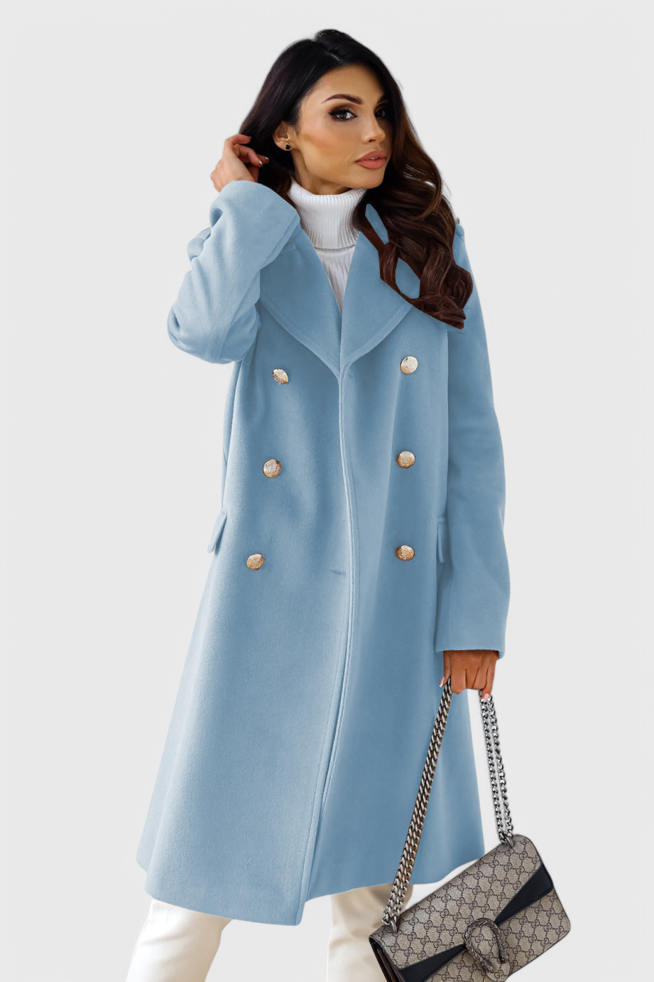 Yara Double-Breasted Wool Coat with Fitted Cut