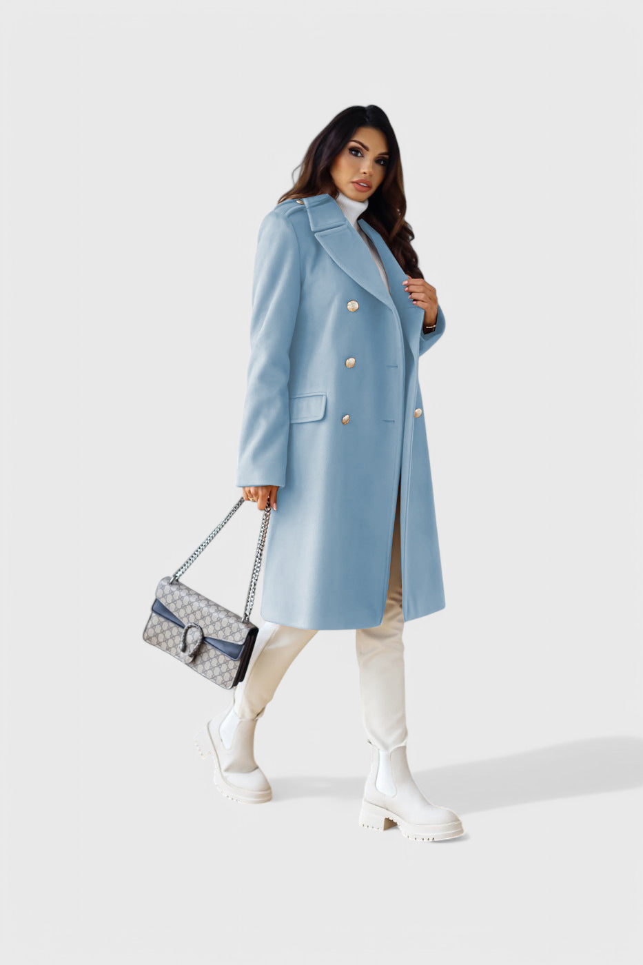 Yara Double-Breasted Wool Coat with Fitted Cut