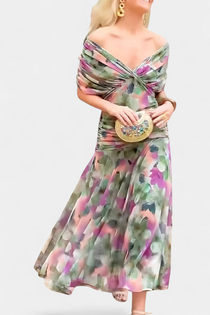 Long Floral V-Neck Dress