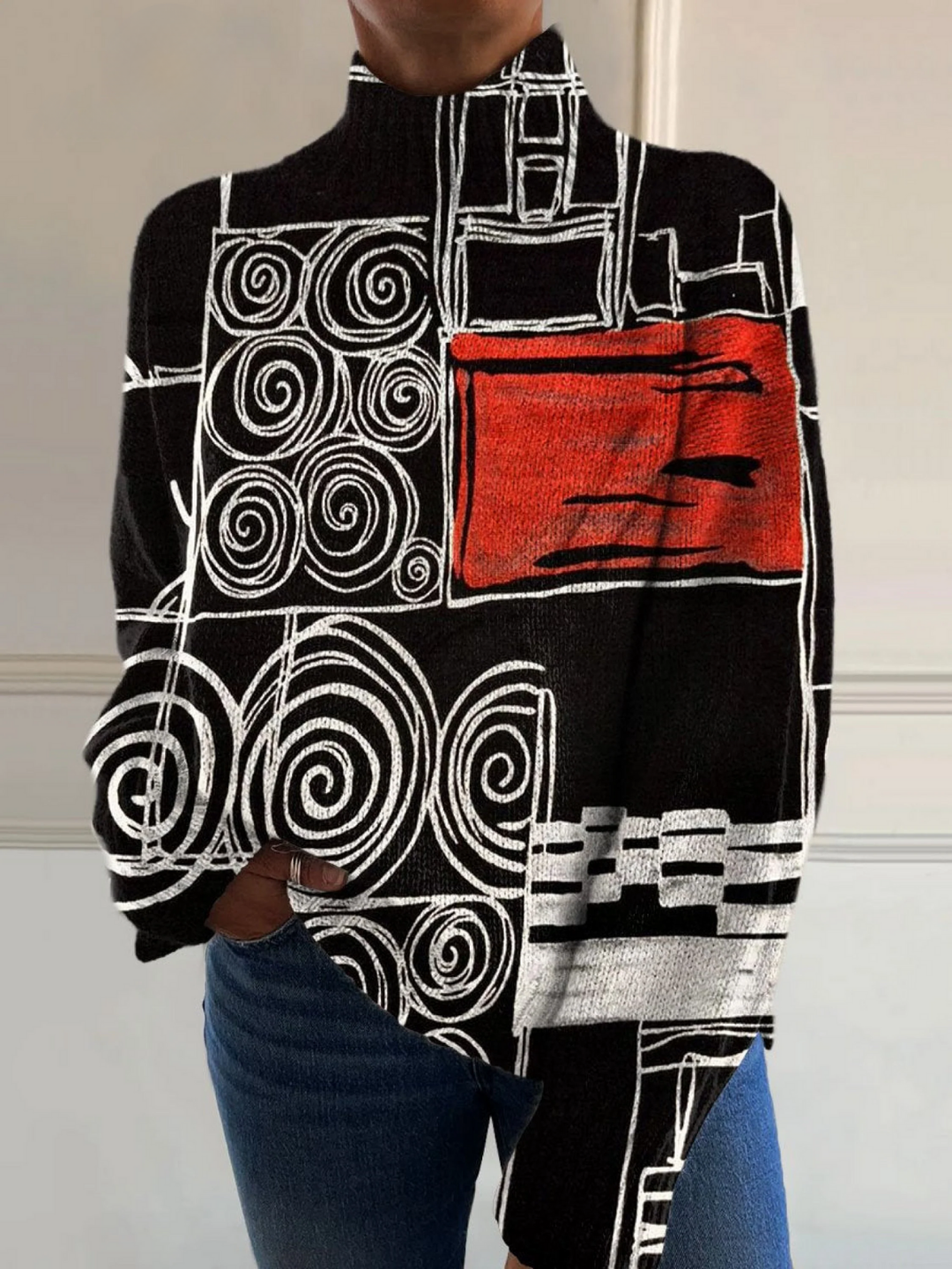 Zara | Abstract Circle Art Turtleneck