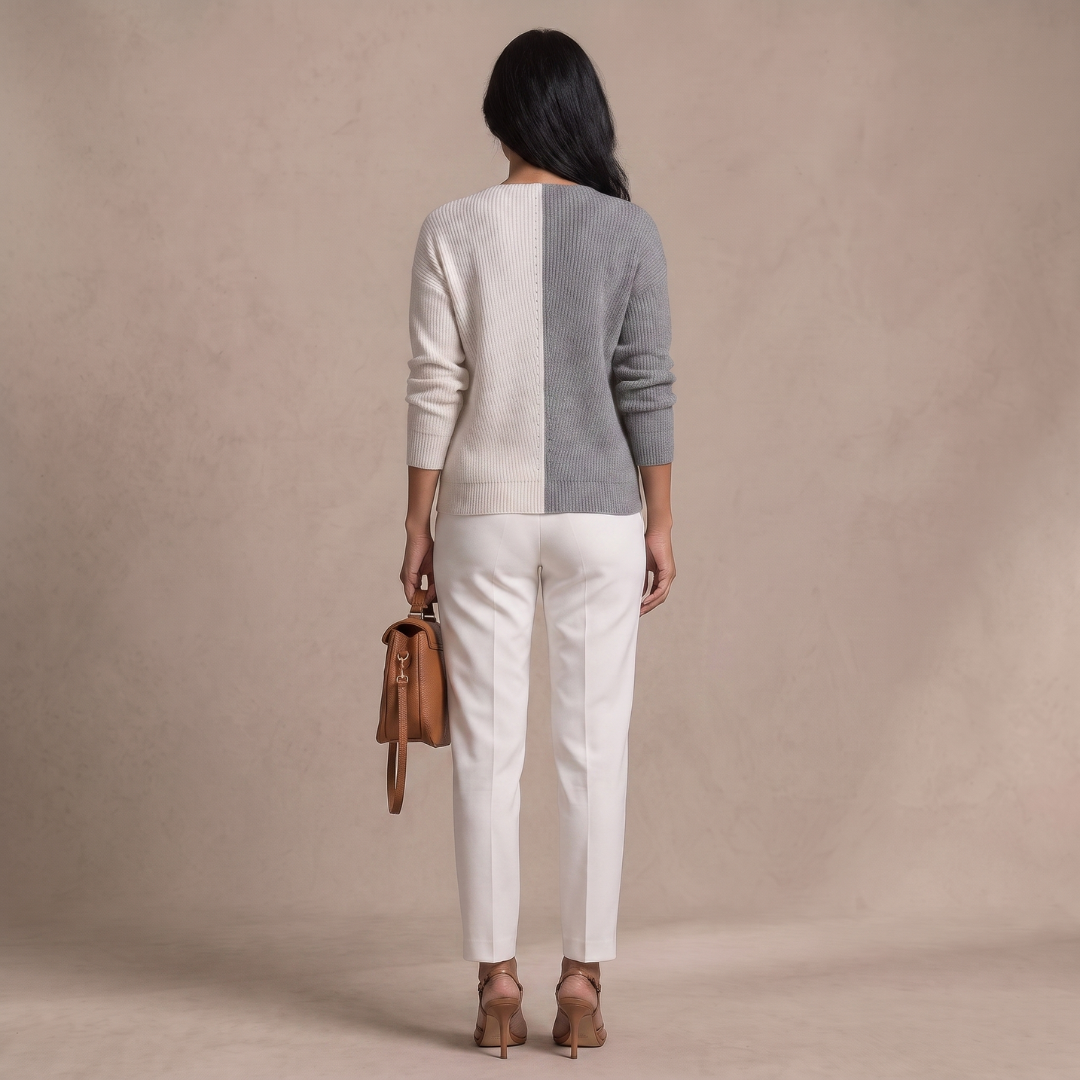 Amalia V-neck color block sweater