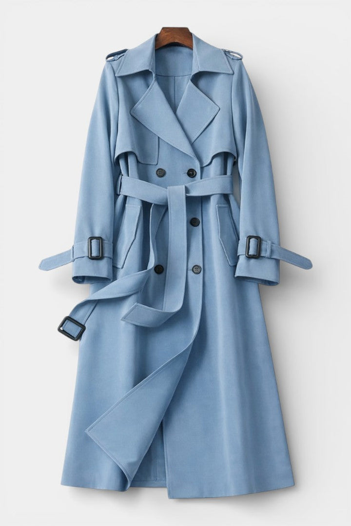 Romane Long Belted Double-Breasted Coat