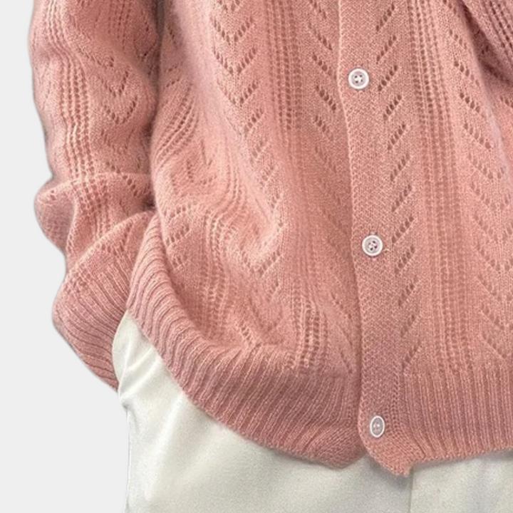 Seren - Cable-Knit Button-Up Cardigan