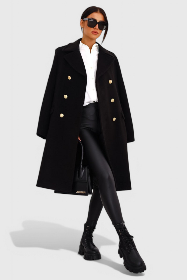 Yara Double-Breasted Wool Coat with Fitted Cut