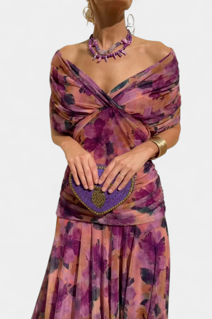 Long Floral V-Neck Dress