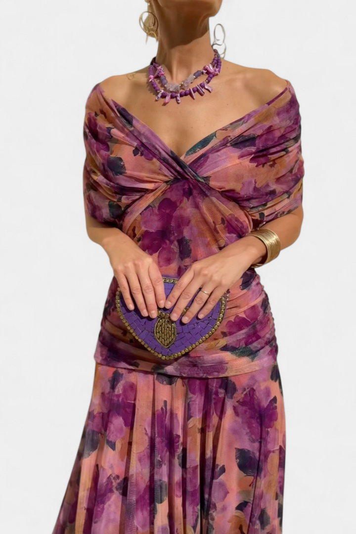 Long Floral V-Neck Dress
