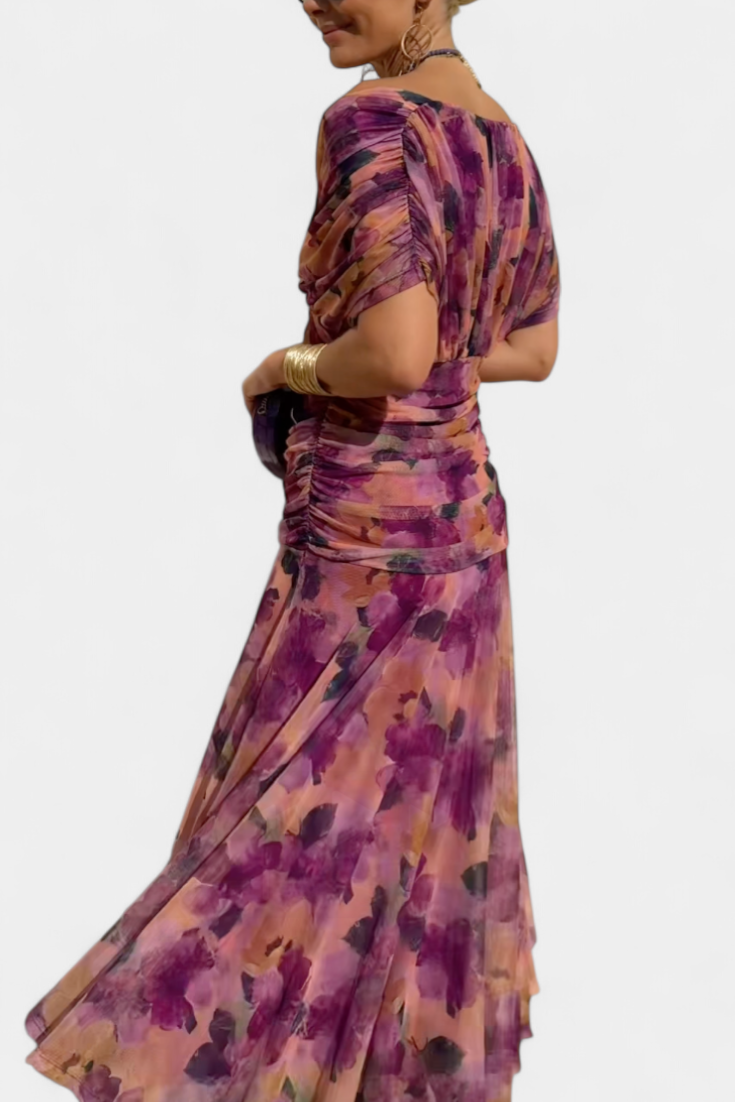 Long Floral V-Neck Dress