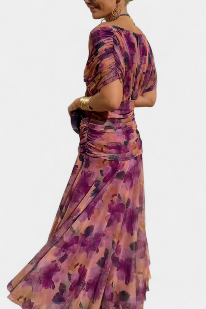 Long Floral V-Neck Dress