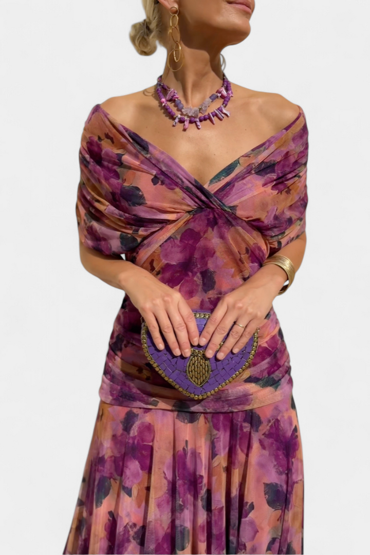 Long Floral V-Neck Dress