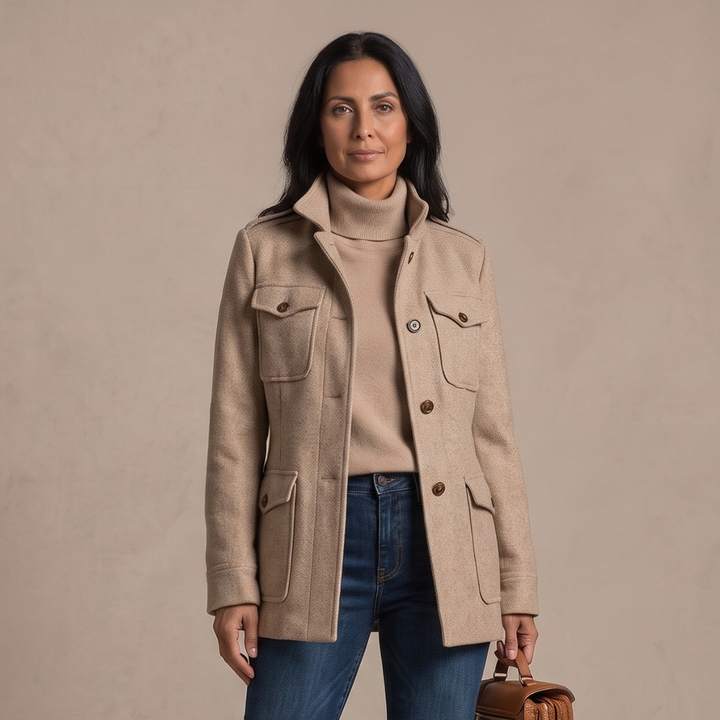 Julie Vintage Khaki Short Coat