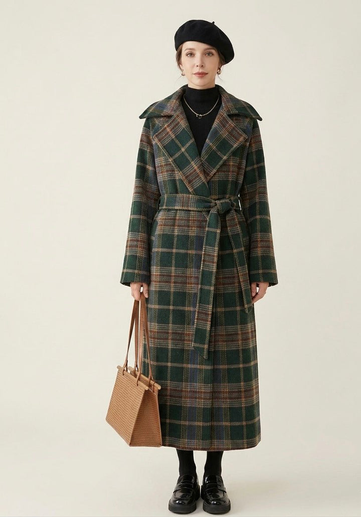 Ivy | Forest Green Check Longline Coat