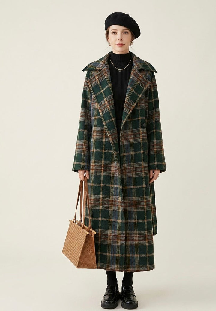 Ivy | Forest Green Check Longline Coat