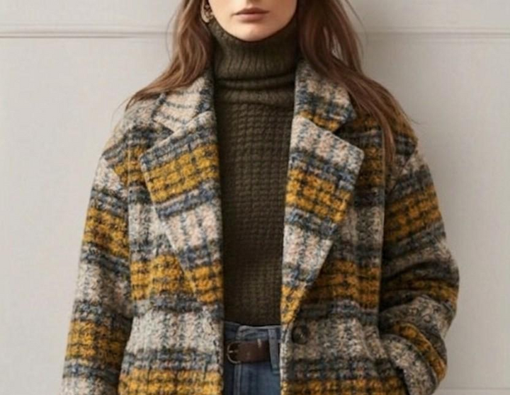 Sienna | Earth Tone Check Longline Coat