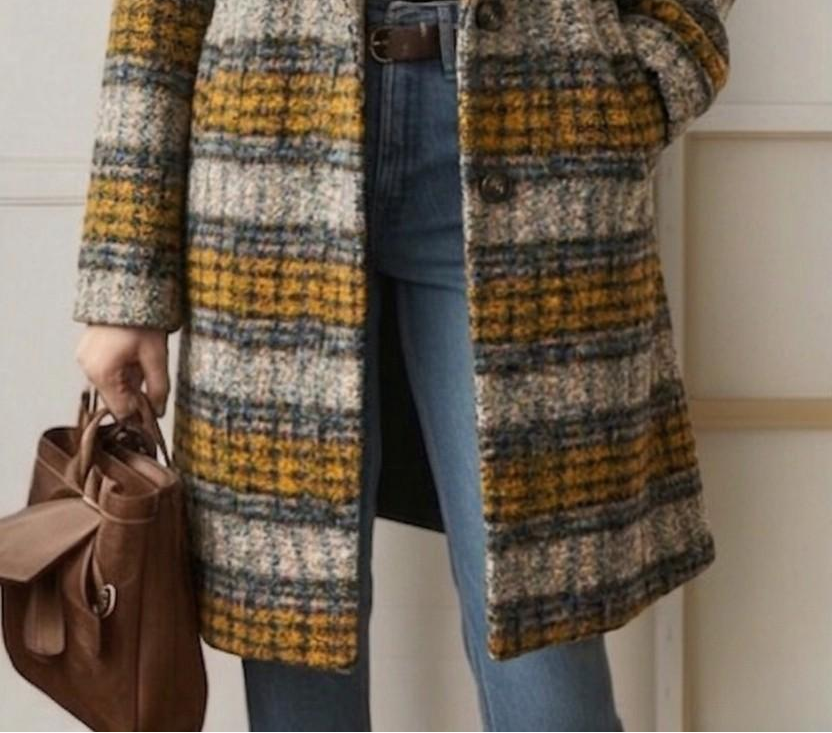 Sienna | Earth Tone Check Longline Coat
