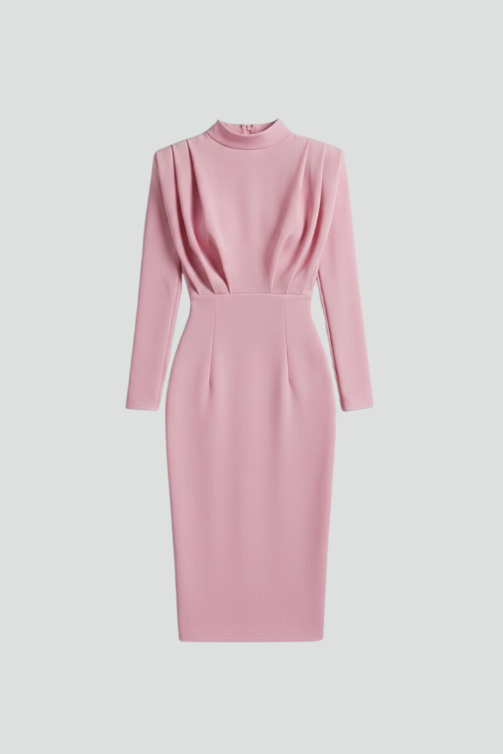Women’s Dress with High Neckline and Long Sleeves