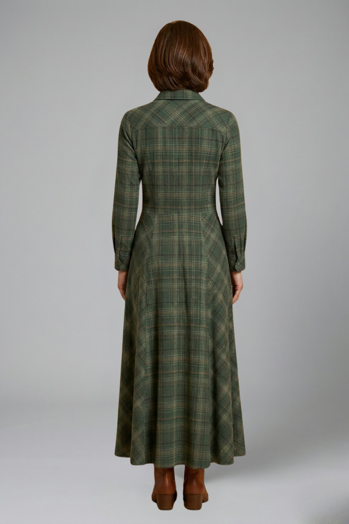 Women’s Maxi Dress with Button Front and Long Sleeves