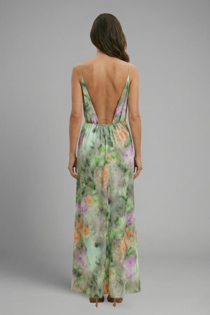Women’s Maxi Dress with Detachable Scarf and Long Sleeves