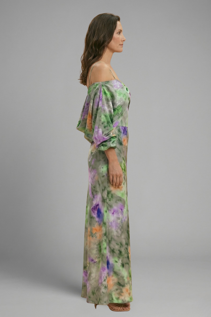 Women’s Maxi Dress with Detachable Scarf and Long Sleeves