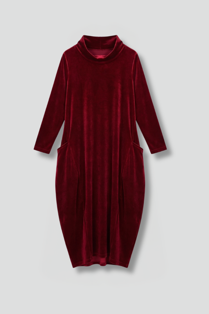 Women’s Maxi Dress with High Neck and Long Sleeves