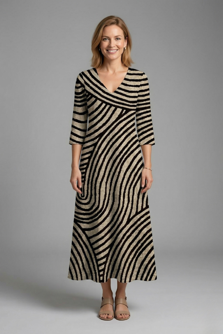 Women’s Maxi Dress with V-Neck and Short Sleeves