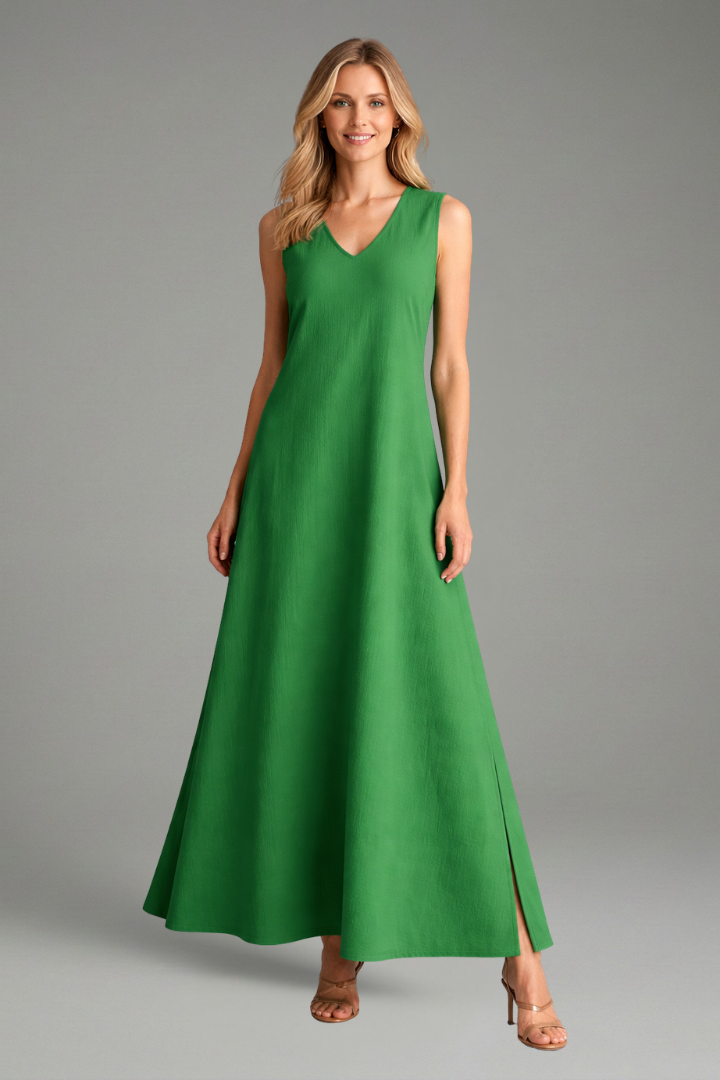 Women’s Maxi Dress with V-Neck and Side Slit