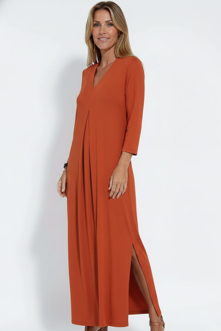 Women’s Maxi Dress with V-Neck and Side Slit
