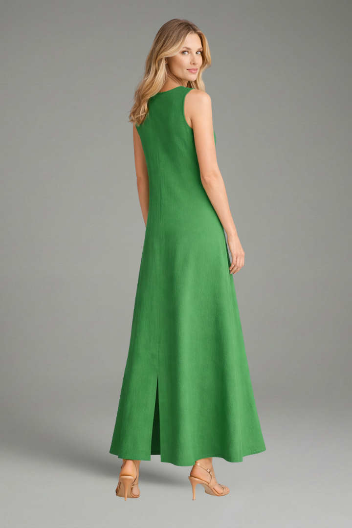 Women’s Maxi Dress with V-Neck and Side Slit