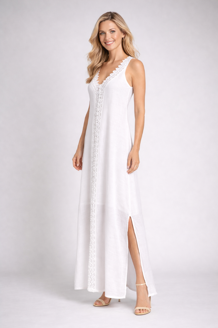 Women’s Maxi Dress with V-Neck and Side Slits