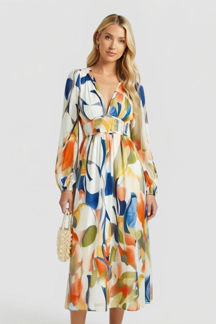 Women’s Maxi Dress with V Neck and Floral Print