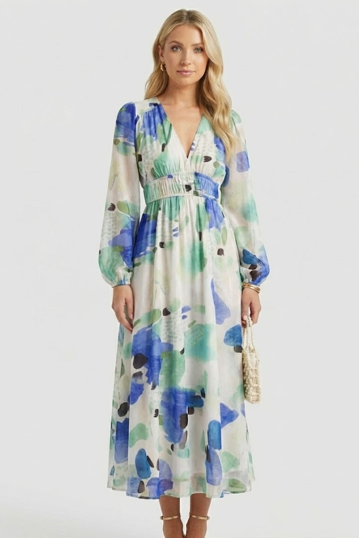Women’s Maxi Dress with V Neck and Floral Print