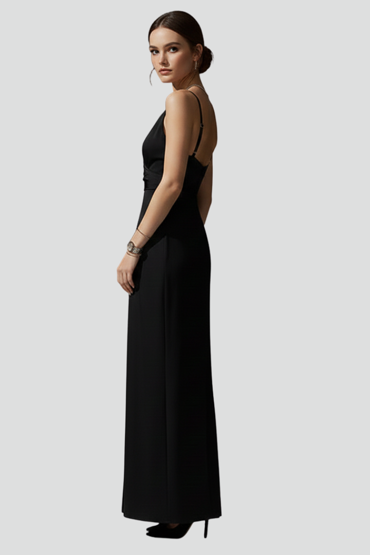 Women’s V-Neck Dress with Spaghetti Straps and Side Slit
