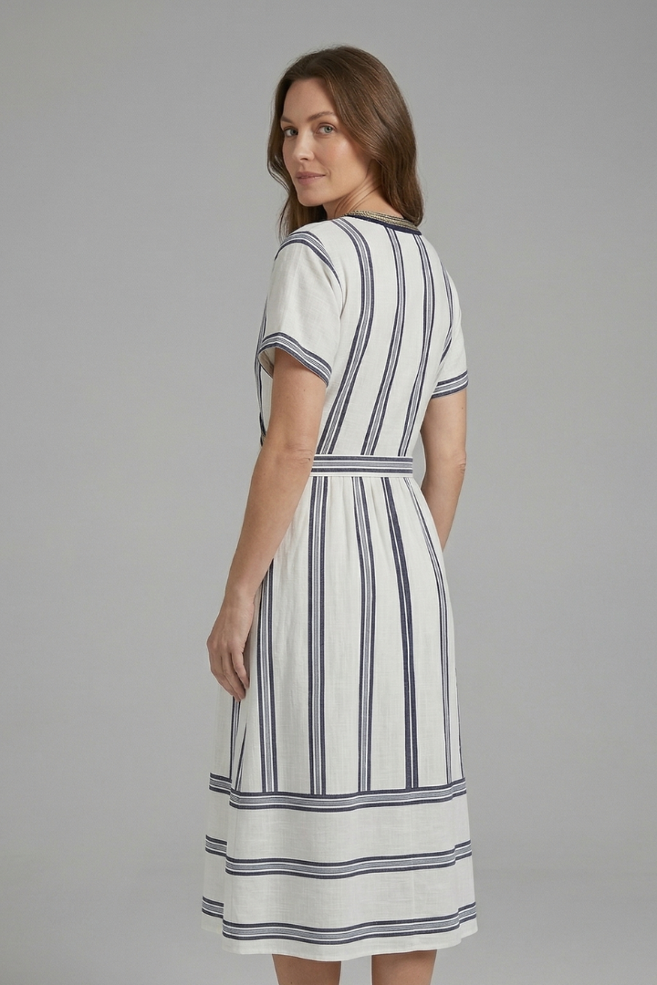 Women’s Wrap Dress with V-Neck and Short Sleeves