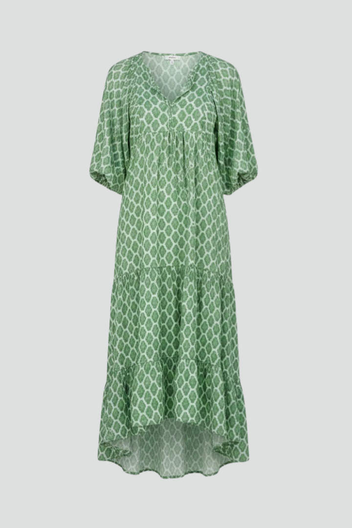 Women’s Long Dress with V Neck and Short Sleeves