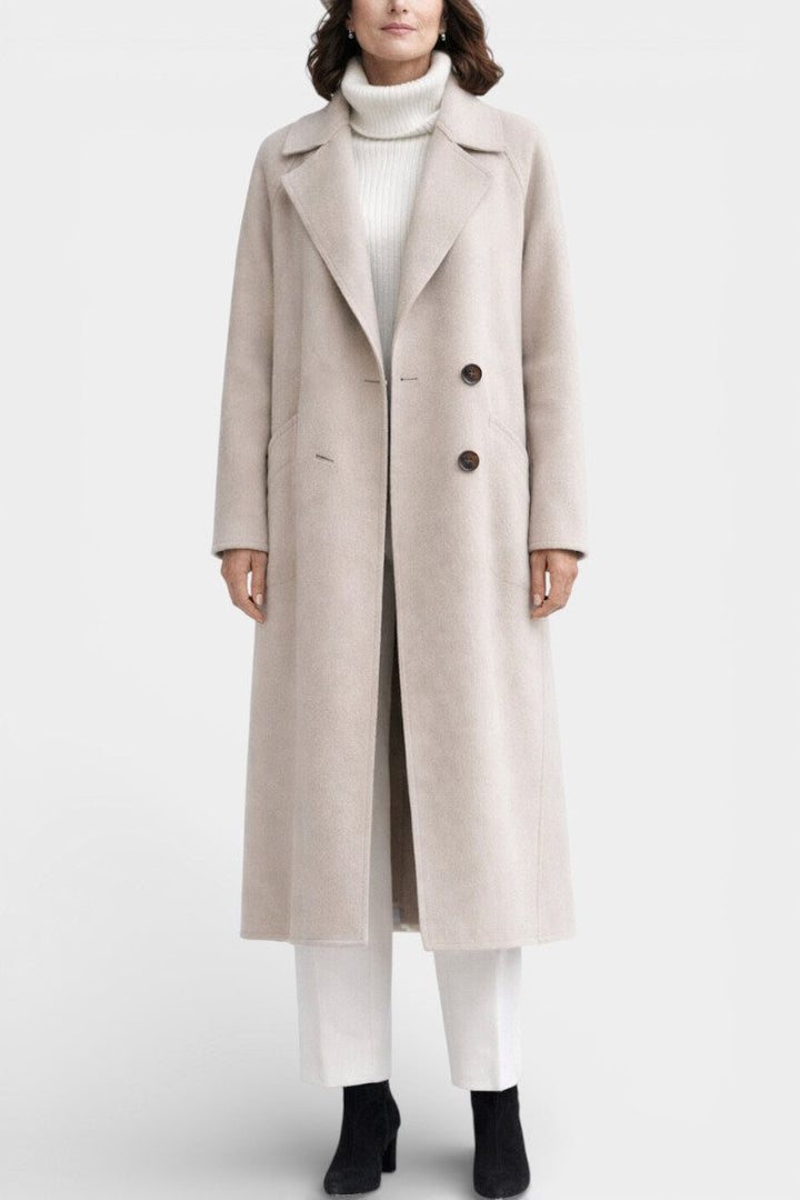 Clara Long Structured Wool Coat with Refined Silhouette