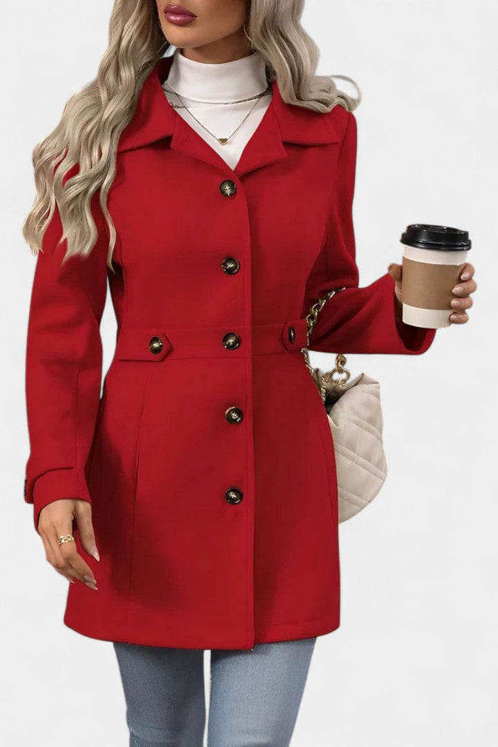 Cléophée Elegant Mid-Length Coat with Adjustable Belt