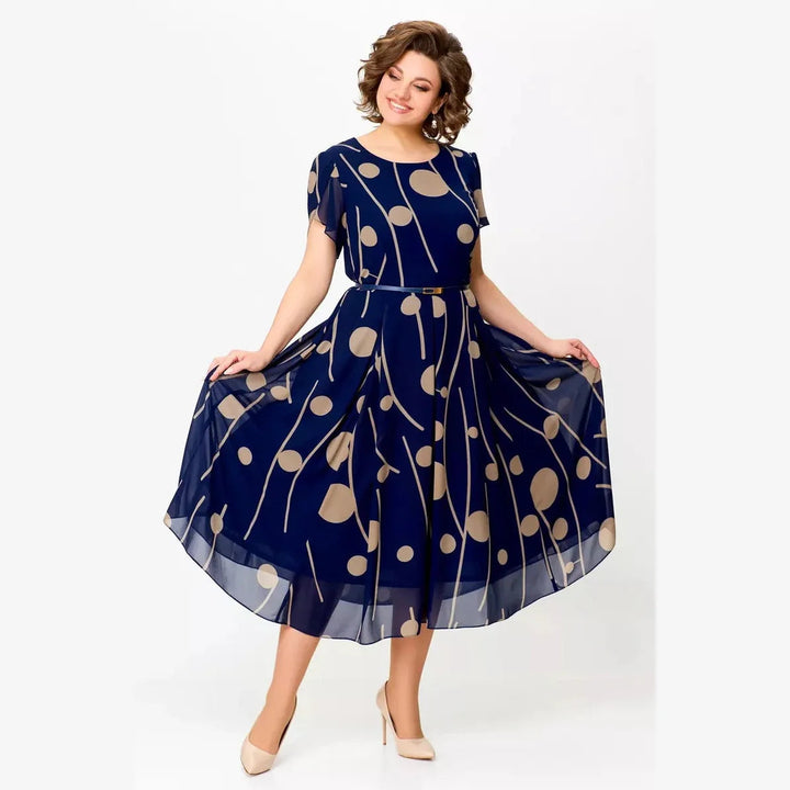 Ivy Polka Dot Chiffon Midi Dress