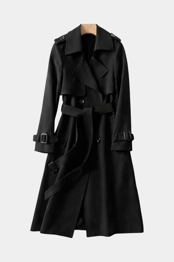 Romane Long Belted Double-Breasted Coat