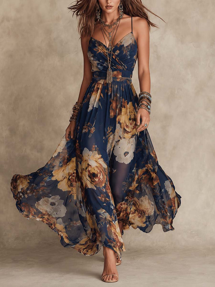 Romy Chiffon Floral Print Maxi Dress