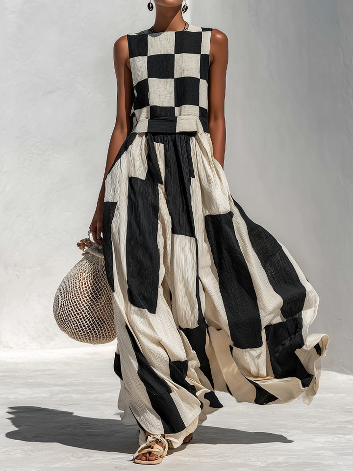 Ardenne Paid and Stripe Maxi Dress