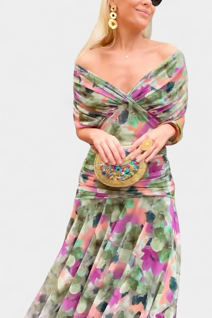 Long Floral V-Neck Dress