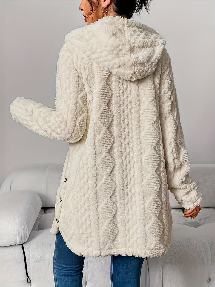 Awhina Hooded Plush Cardigan Coat