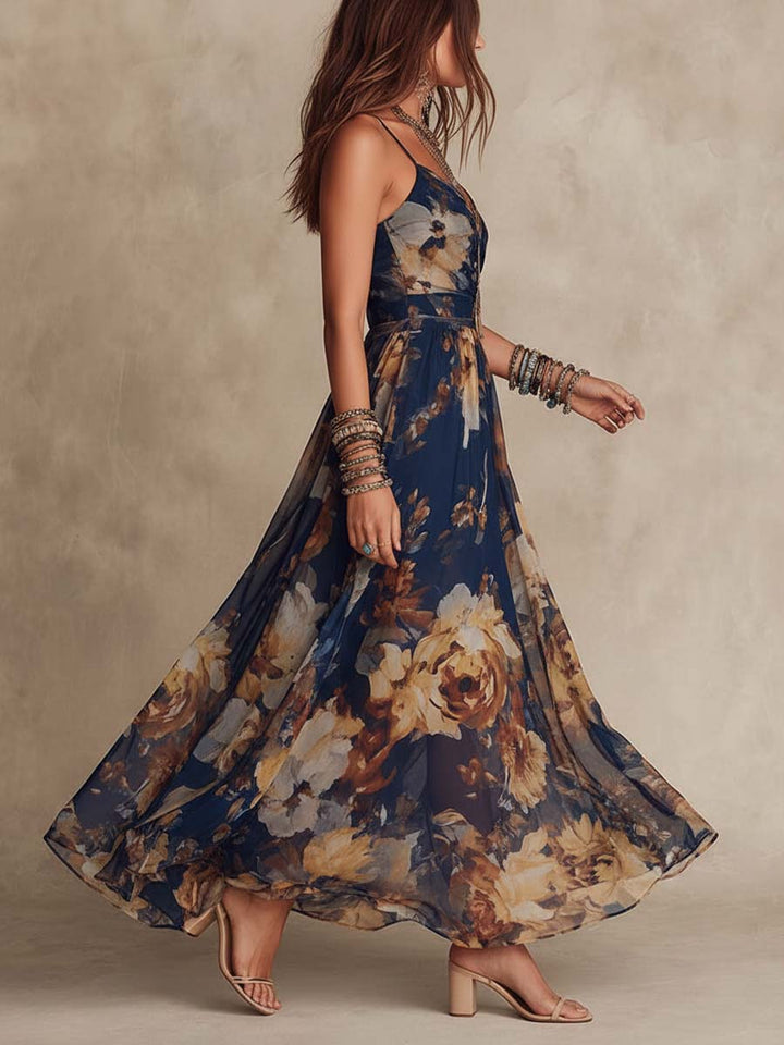Romy Chiffon Floral Print Maxi Dress