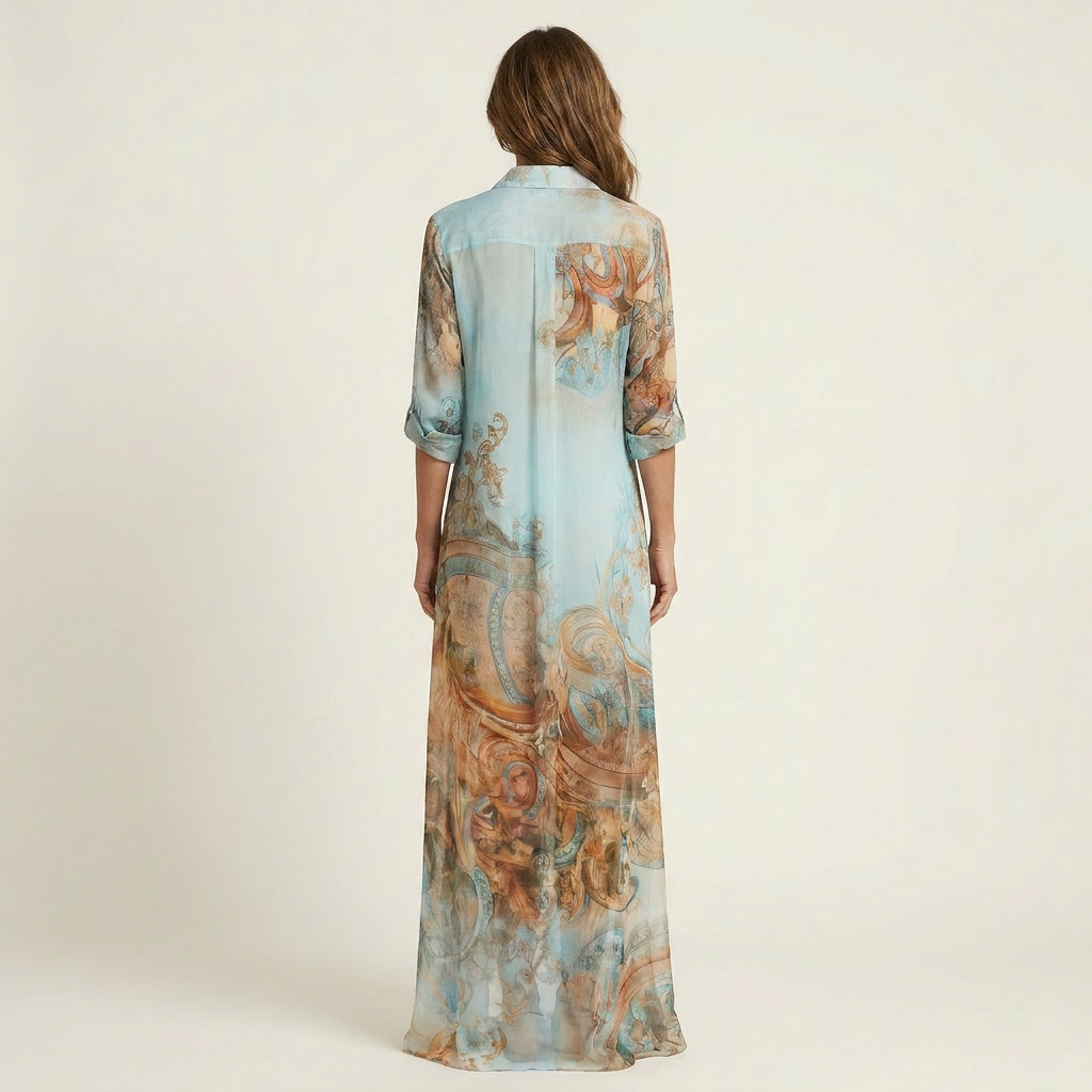 Lanie Silk Maxi Shirt Dress
